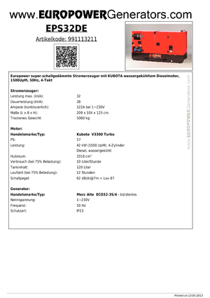 Diesel Power Generators Europower EPS 32 DE (MA)