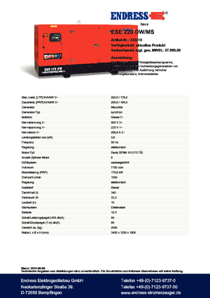 Diesel Power Generators Endress ESE 220 DW-MS