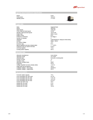 Diesel Power Generators Ingersoll-Rand G 100
