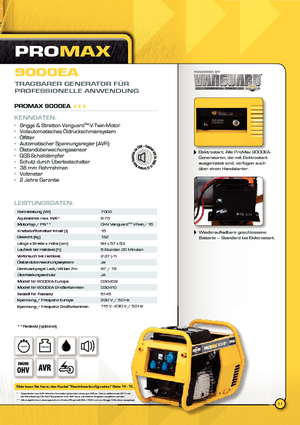 Diesel Power Generators Vanguard Promax 9000 EA