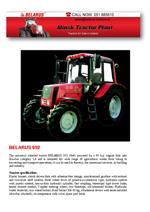 Traktörler 4wd Belarus 952