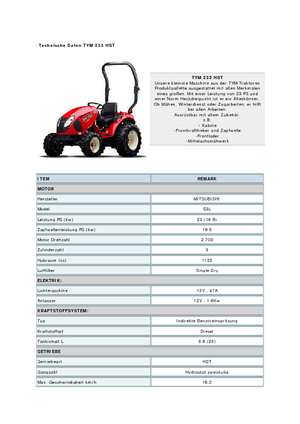 4WD Tractors TYM T233