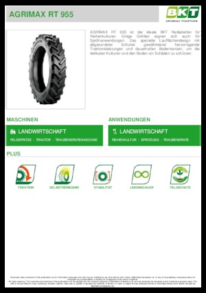 Tarım lastikleri BKT AGRIMAX RT 955 270/95 R 36