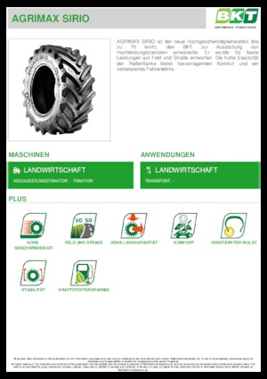 Tarım lastikleri BKT AGRIMAX SIRIO 540/65 R 38