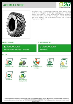 Agriculture tires BKT AGRIMAX SIRIO 540/65 R 30