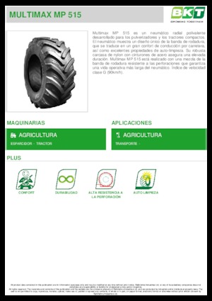 Agriculture tires BKT MULTIMAX MP 515 445/65 R 22.5 MPT