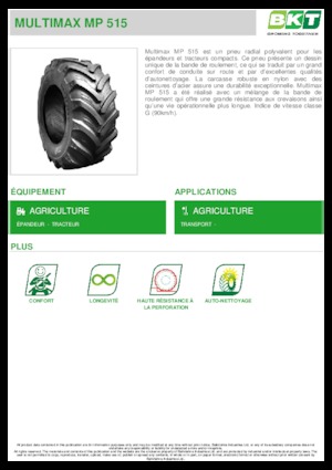 Agriculture tires BKT MULTIMAX MP 515 445/65 R 22.5 MPT
