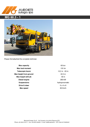All-terrain Cranes Marchetti MG 60.3 (6x4x6)