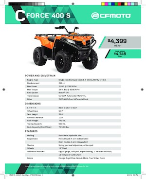 All-terrain vehicles (ATVs) & Quads CFMOTO CFORCE 400