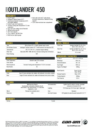 All-terrain vehicles (ATVs) & Quads can-am OUTLANDER 450