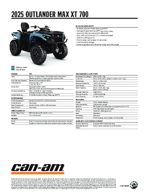 Arazi Araçları (ATV) & Dörtçekerler can-am OUTLANDER MAX XT 700