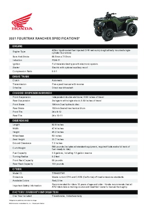 Arazi Araçları (ATV) & Dörtçekerler Honda TRX420TM1 