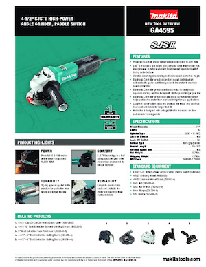 Açılı öğütücüler Makita GA4595