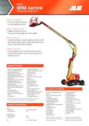 Tekerlekli Mafsall Bomlu Asansörler JLG 600AN