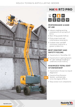 Wheeled Articulating Boom Lifts Haulotte HA16 RTJ PRO