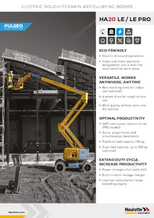 Tekerlekli Mafsall Bomlu Asansörler Haulotte HA20 LE PRO