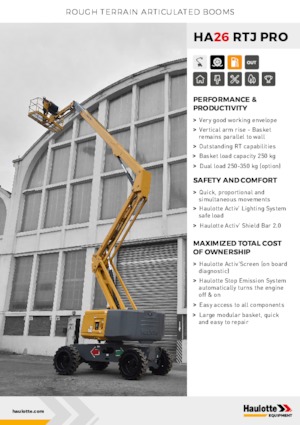 Wheeled Articulating Boom Lifts Haulotte HA26 RTJ PRO