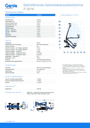 Wheeled Articulating Boom Lifts Genie Z-33/18