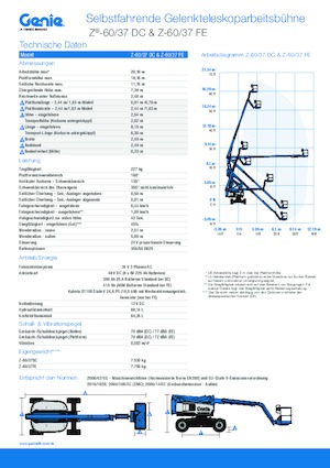 Wheeled Articulating Boom Lifts Genie Z-60 DC