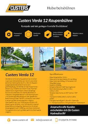 Crawler Telescopic Boom Lifts Custers Verda 12