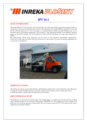 Truck Mounted Telescopic Boom Lifts Inreka IPT 16-1