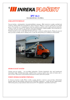 Truck Mounted Telescopic Boom Lifts Inreka IPT 16-1