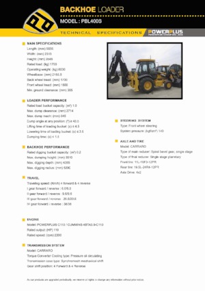 Iş makineleri PowerPlus PBL400S