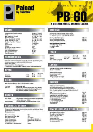 Backhoe Loaders Palazzani PB 60