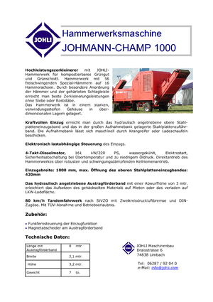 Ahşap parçalayıcılar Johli Champ 1000