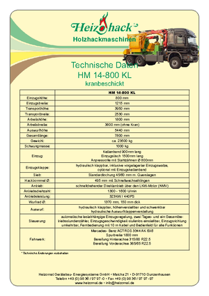 Ahşap parçalayıcılar Heizohack HM 14-800 KL