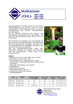 Wood Chippers Johli BMS 2-20