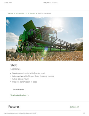 Biçer döver John Deere S 690 H