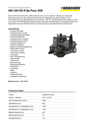 Kompakt süpürücüler Kärcher KM 120/150 R Bp Pack 2 SB
