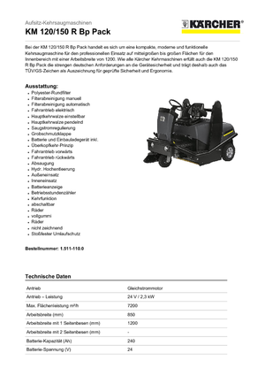 Compact Sweepers Kärcher KM 120/150 R Bp Pack