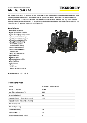 Kompakt süpürücüler Kärcher KM 120/150 R Lpg