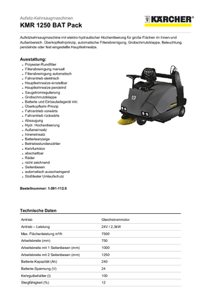 Kompakt süpürücüler Kärcher KMR 1250 BAT Pack