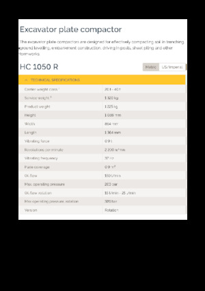 Montajlı yüzey vibratörleri Epiroc HC 1050 R 