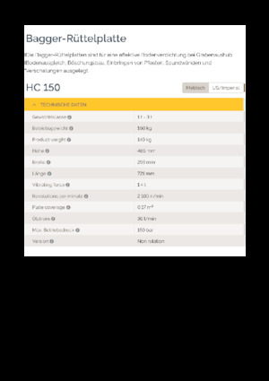 Compactors for Hydraulic excavators Epiroc HC 150