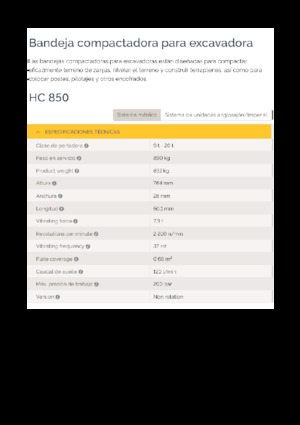 Montajlı yüzey vibratörleri Epiroc HC 850 