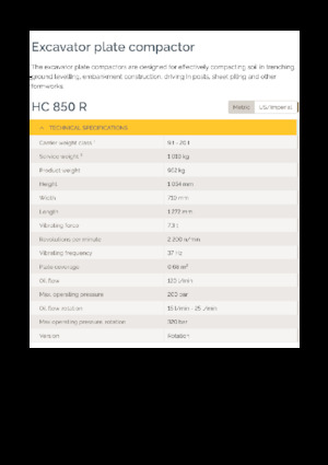 Compactors for Hydraulic excavators Epiroc HC 850 R 