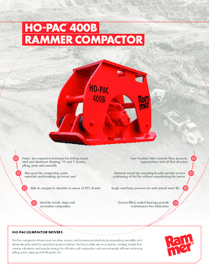 Compactors for Hydraulic excavators Rammer Ho-Pac 400B