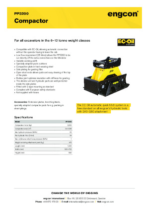Compactors for Hydraulic excavators engcon PP3200