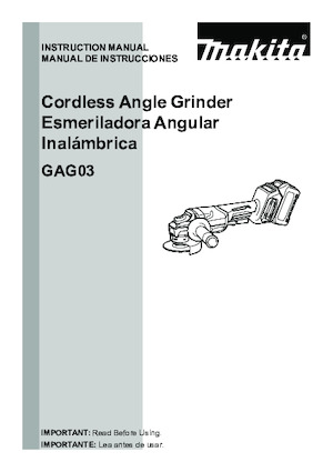 Cordless Angle Grinders Makita GAG03M1