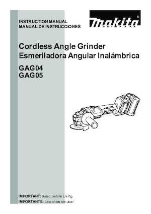 Cordless Angle Grinders Makita GAG04Z