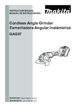 Cordless Angle Grinders Makita GAG07Z