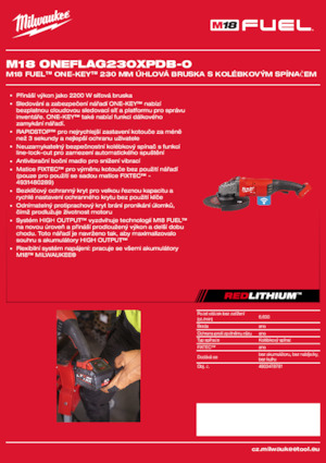 Akülü Açılı Öğütücüler Milwaukee M18 ONEFLAG230XPDB-0