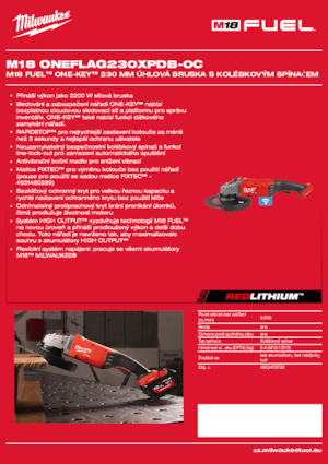 Akülü Açılı Öğütücüler Milwaukee M18 ONEFLAG230XPDB-0C