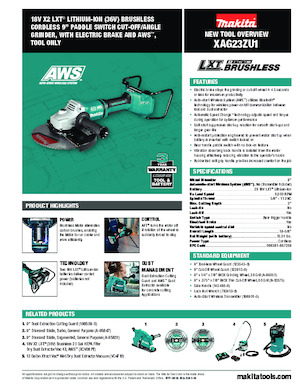 Cordless Angle Grinders Makita XAG23ZU1