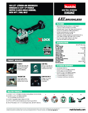 Cordless Angle Grinders Makita XAG26Z