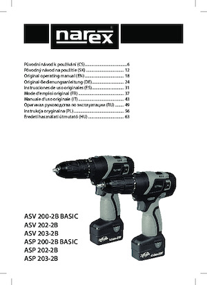 Cordless Drill & Screw Drivers Narex ASV 203-2B
